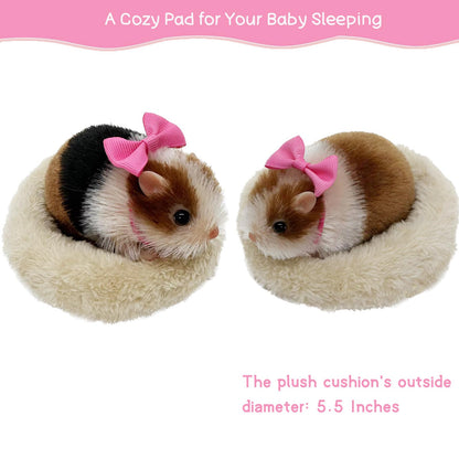 VOLOBE 5 Inches Silicone Hamster, Realistic Toy Hamster as Silicone Piglet Companion with Sleeping Pad Accessories for Kids Boy Girl Birthday Handmade Gift (Black Hamster)