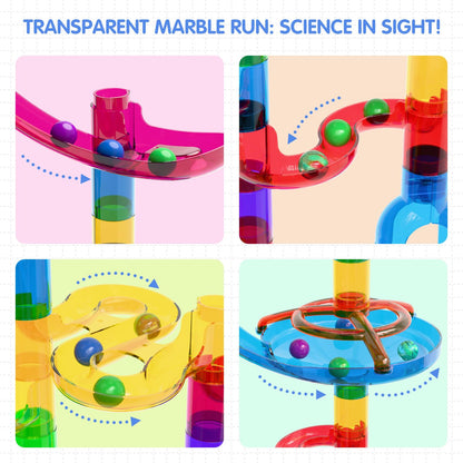 Ifollower Marble Run, 109Pcs Marble Maze Game Building Toys for Kid, Upgrade Mable Track Race Construction STEM Learning Toy, Birthday for Boys Girls Aged 3-12