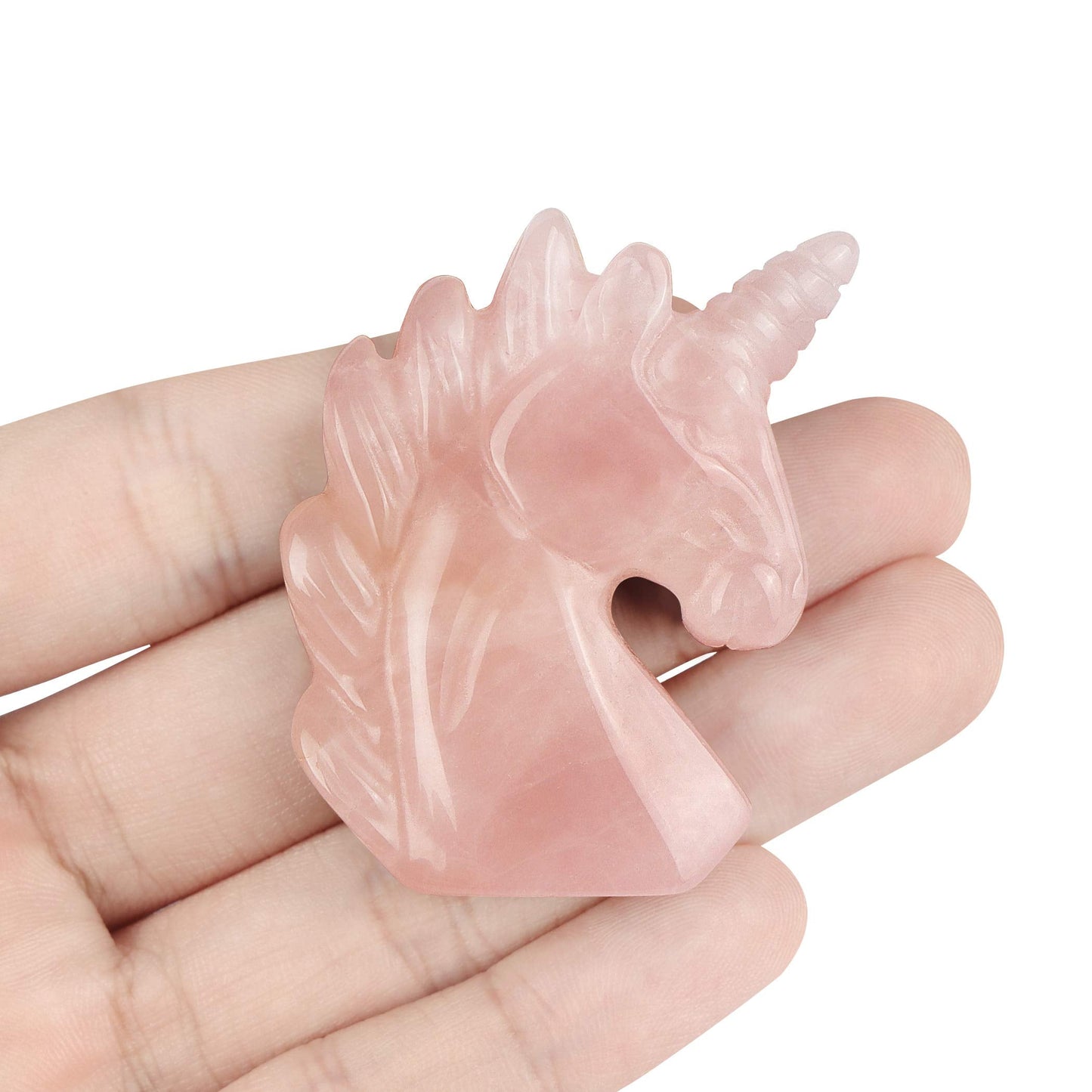 Artistone 2" Rose Quartz Crystal Unicorn Stone Statue Ornament Hand-Carved Healing Crystal Gem Unicorn Figurine Aura Animal Horse Sculpture Desk Decoration Gift Box