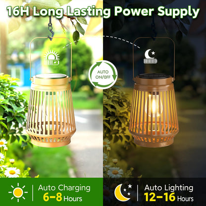 Solar Lanterns Outdoor Waterproof Brighter Up to 12 Hrs Outdoor Hanging Solar Lights, Retro Metal Outside Lanterns Auto On/Off, Solar Powered Lanterns Lighting LED for Garden Patio Yard Decor 2 Pack