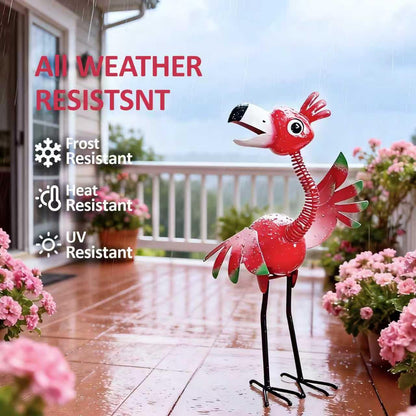 Natelf Metal Flamingo Garden Statue, Whimsical Pink Bird Flamingo Sculpture Decor Yard Art for Outdoor Yard Porch Patio Backyard Porch Decorations 21.46''