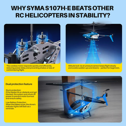 SYMA Remote Control Helicopter, S107H-E RC Helicopter with One Key take Off/Landing, High & Low Speed and Durable Alloy Design, Gift Toy for Kids and Beginners