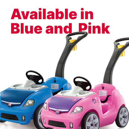 Step2 Whisper Ride II Kids Push Cars, Ride On Car, Seat Belt, Horn, Toddlers Ages 1.5 – 4 Years Old, Max Weight 50 lbs., Quick Storage, Stroller Substitute, Pink