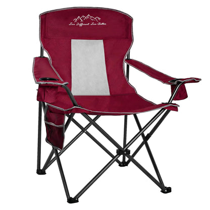 SAILARY Outdoor Folding Camping Chair with Cup Holder, Storage Bag, Large Anti-Sink Feet, 400lbs Capacity, Breathable Mesh Portable Chair for Camping, Beach, Fishing, Sports, Red