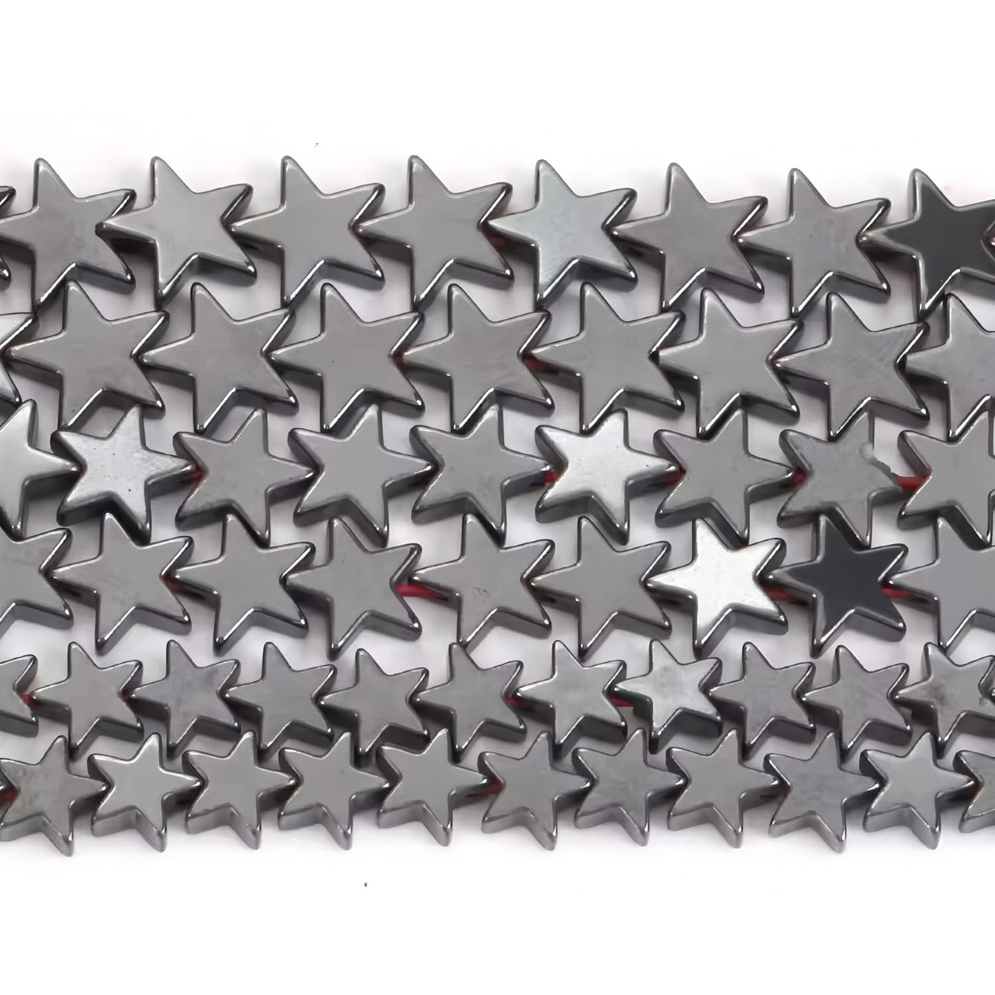 HAAMIIQII 70pcs 8mm Natural Black Hematite Loose Gemstone Beads Star Shape Spacer Stone Beads for Jewelry Making DIY Bracelets Necklaces Crafting