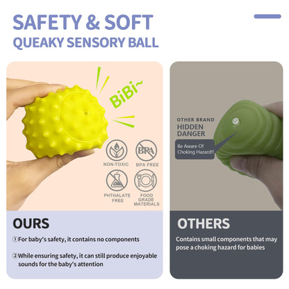 ROHSCE Textured Sensory Balls & Baby Rattle + Montessori Busy Board with Lights & Music, Hand Catching, Montessori Toys, Fine Motor, Travel Toy for Airplane/Car, Gifts for Babies 3–6M & Toddlers 1–3