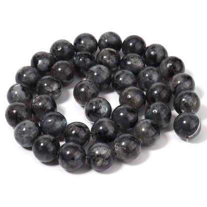 60pcs 6mm Natural Stone Beads Black Larvikite Beads Energy Crystal Healing Power Gemstone for Jewelry Making, DIY Bracelet Necklace