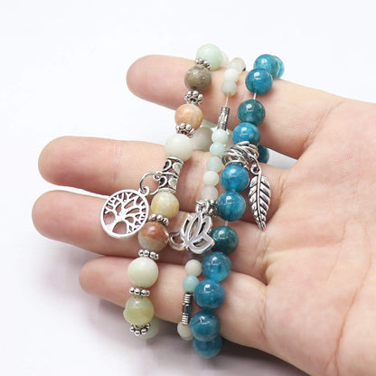UEUC Tree of Life Yoga Healing Stone Bracelets,Multilayer Lotus Chakra Stone Reiki Bracelet Sets,Anxiety Crystal Natural Stone,for Women Stress Relief