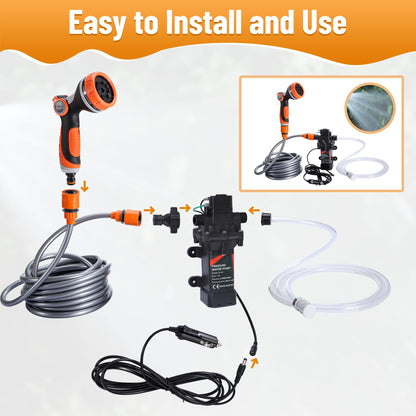 Bang4buck Portable Intelligent Electric Pressure Washer Pump 120W 80PSI 12V Portable Pressure Powerful Washing Kit for Home, Car, Garden, Projects