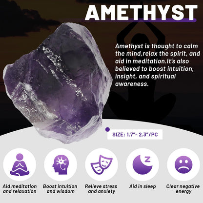 Orientrea Raw Amethyst Rough Crystal with Clear Quartz, Natural Amethyst Crystal and Healing Stones for Tumbling, Decoration, Polishing, Wire Wrapping, Wicca & Reiki 2PCS