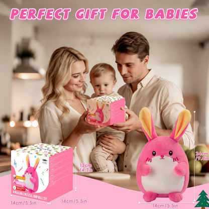 Crawling Pink Bunny Baby Toy with 48 Songs & Record, Interactive Musical Plush Toy for Babies 6-12 Months, Rechargeable Dancing Stuffed Animal, Sensory Toy for Toddlers 1-3, Cute Baby Gift for Girls