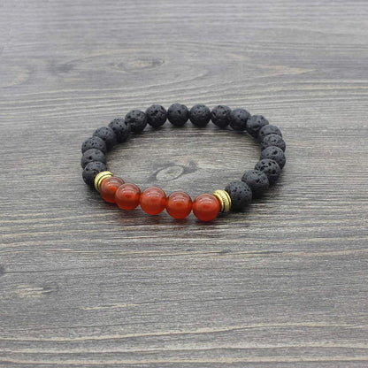 COLORFUL BLING Adjustable Bracelet 8mm Lava Rock Bracelet Bead Chakra Bracelet 7 Chakras Healing Bracelet Yoga Stone Beads Bracelets Healing Therapy Bangle for Women Men - Red Agate
