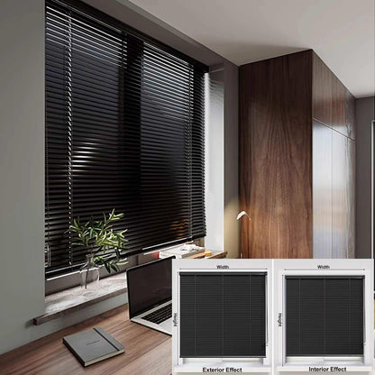 Aluminum Venetian Blinds Privacy Blinds Black Shutters Horizontal Slats Darkening Blind Thermal Shutters Home Cordless(80x160cm/31x62in)