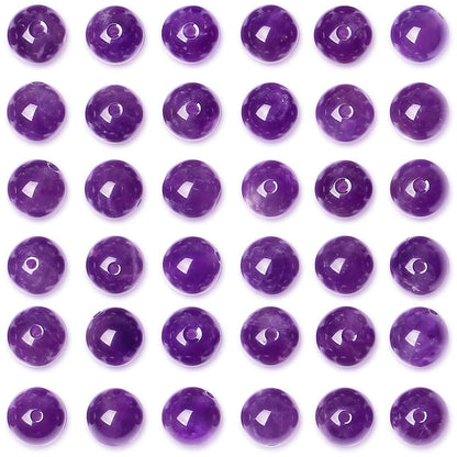 QINJIEJIE 100PCS Amethyst Beads 8mm Natural Stone Beads Round Loose Gemstone Bead for Bracelet Beading Crystal Jewelry Making DIY Necklace Earrings 0.32"