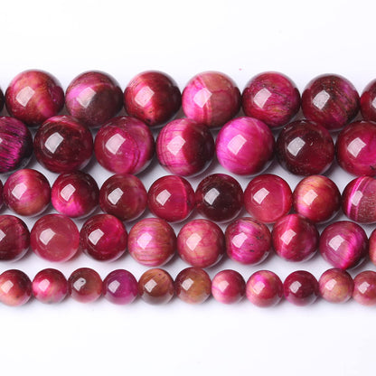 Natural Rose Red Tiger Eye Beads for Jewelry Making Round Loose Stone Beads Semi-Precious DIY Bracelet Necklace 10mm