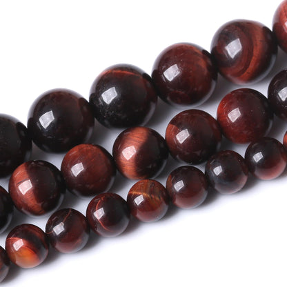 Natural Red Tiger Eye Gemstone Round Crystal Energy Jade Stone Beads for Jewelry Making DIY Bracelet Necklace Jewelry Making 1 Strand 15.5inch 35PCS 10MM