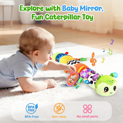 Musical Caterpillar Baby Toys 0-6 6-12 Months, Multi-Functional Sensory Tummy Time Toys for Newborn Infants Boys & Girls, Developmental Stuffed Animal Toys, Baby Shower & Baby Gifts