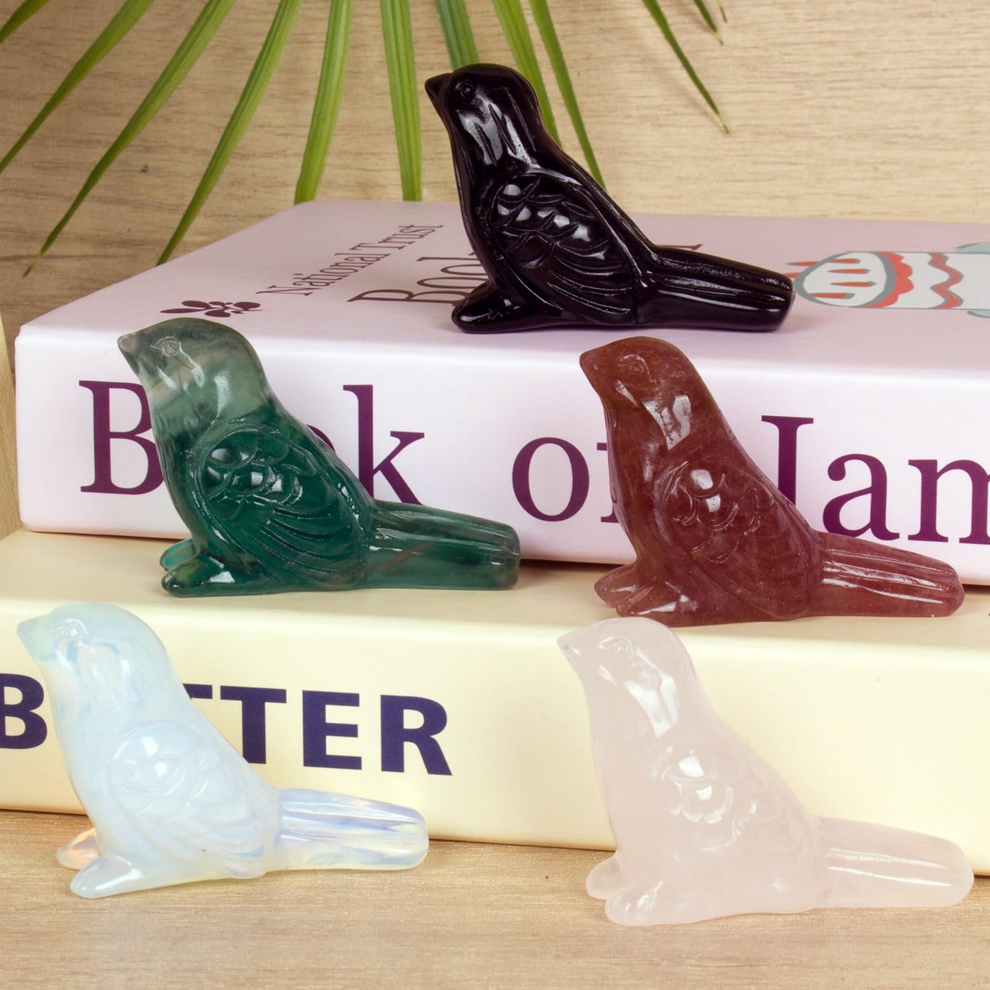 Ytbeoxk Rose Quartz Crystal Bird Carving Hand Carved Gemstone Bird Figurine 2.4 Inch Polished Animal Sculpture Healing Stone Home Office Desk Decoration Gift Collection