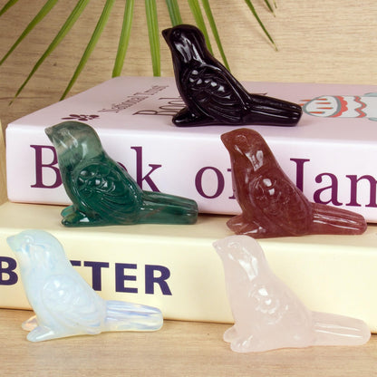 Ytbeoxk Rose Quartz Crystal Bird Carving Hand Carved Gemstone Bird Figurine 2.4 Inch Polished Animal Sculpture Healing Stone Home Office Desk Decoration Gift Collection