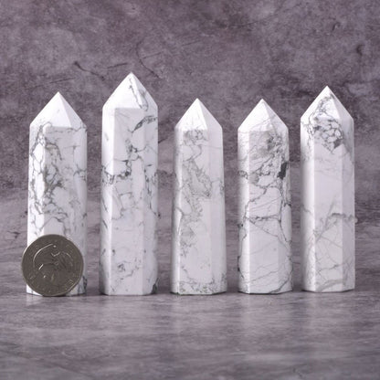 Large White Howlite Crystal Tower Healing Crystal Wand For Spiritual Use Hexagonal Point Reiki Chakra Gemstone Home Decor