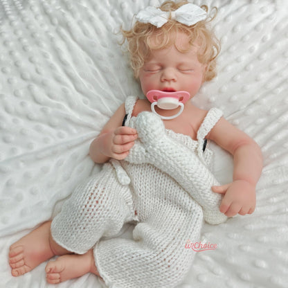 Oppaionaho Full Body Silicone Baby Doll with Hair 20 Inch Lifelike Reborn Baby Dolls Girl with Mouth That Opens Sleeping Newborn Doll Anatomically Correct