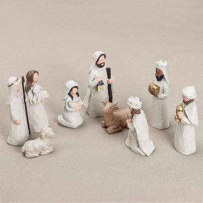 WANCHIY Nativity Set Indoor Christmas Decoration- 13 Pieces Nativity Scene with Manger for Nativity Scene Indoor Use, The Nativity Story Figures- Christian Religious Nativity Sets & Figures (Classic)