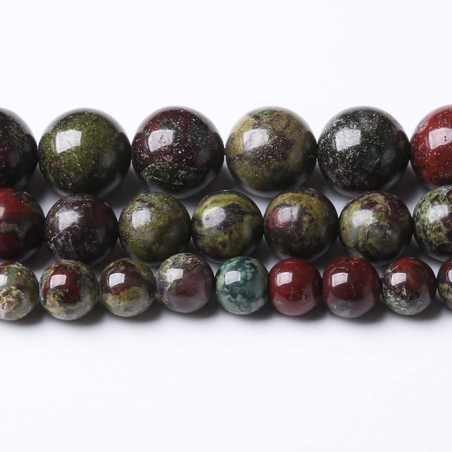 45PCS 8MM Natural Dragon Blood Stone Beads Round Loose Stone Beads for Jewelry Making DIY Energy Stone Healing Power Bracelet 15"