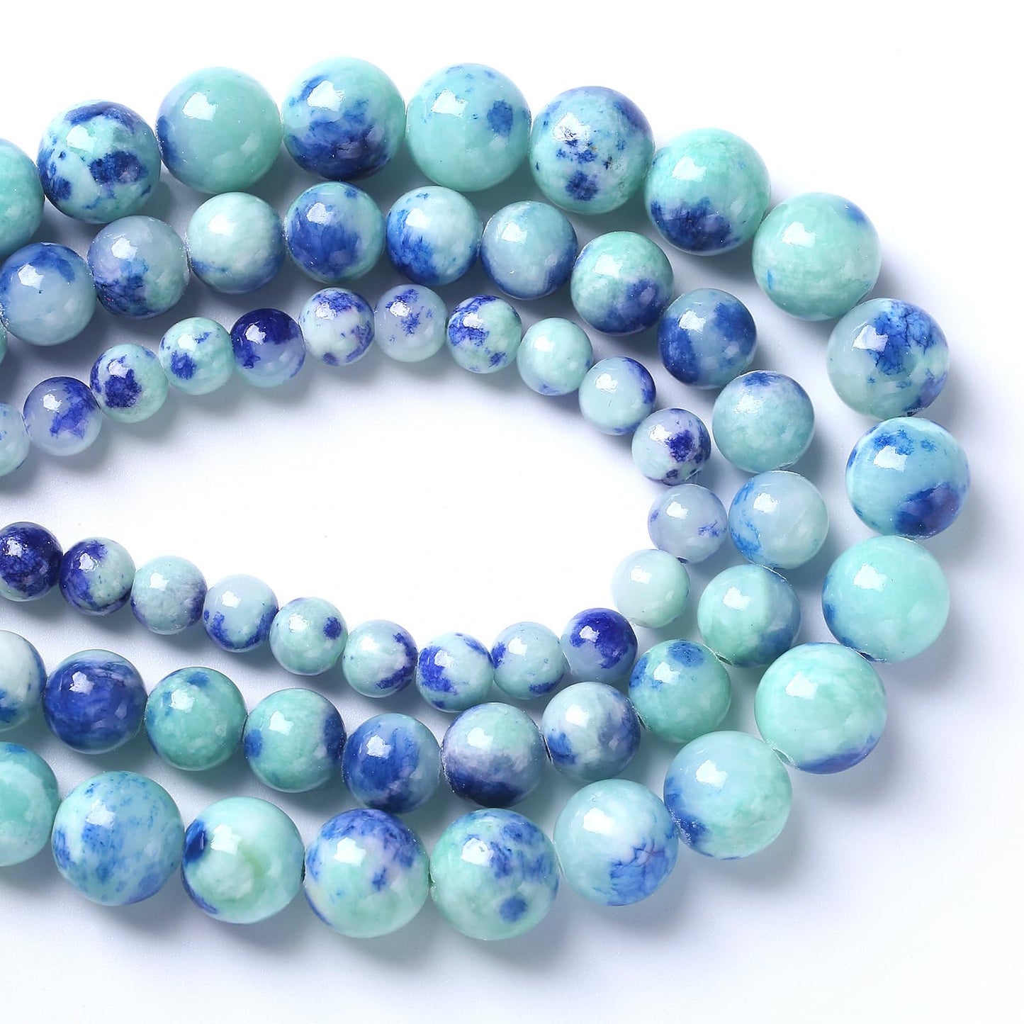 8MM 46PCS Peacock Blue Persian Jade Spacer Loose Beads for Jewelry Making DIY Bracelet Necklace