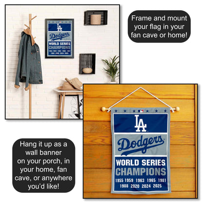 Dodgers 9 Time World Champions Series Double Sided Garden Flag