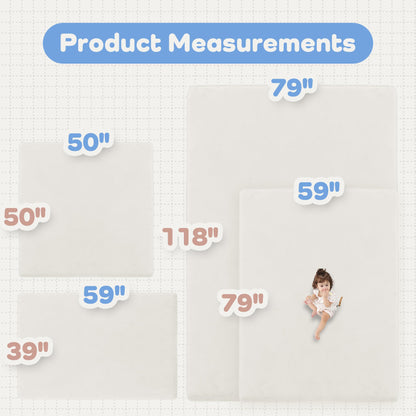 PAPAMAT 1.5" Thick Baby Play Mat for Floor, 59x79 Playpen Mat, Pro Soft Flannel Foam Mats Toddler Infant Kids Crawling for Nursery Rug Playroom Living Room Waterproof Easy Care Non-Slip (Cream)