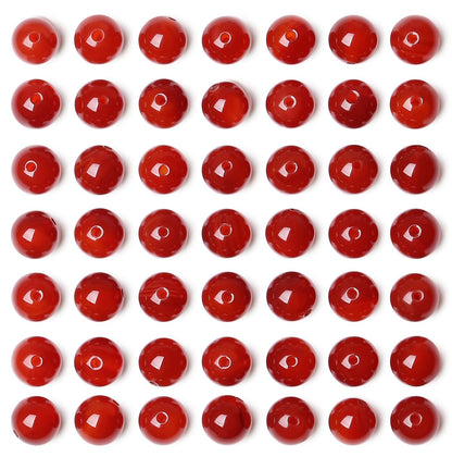 QINJIEJIE 100PCS Red Carnelian Beads 8mm Natural Stone Beads Round Loose Gemstone Bead for Bracelet Beading Crystal Jewelry Making DIY Necklace Earrings 0.32"