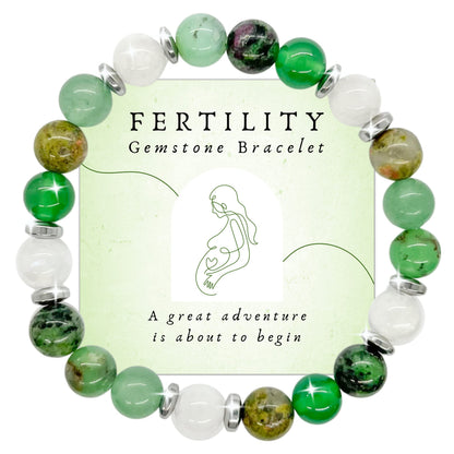 Fertility Bracelets For Women - Natural Crystals and Gemstones - 8mm Beaded Stretch Bracelet - One Size Fits All - Infertility Gifts For Women IVF Must Haves
