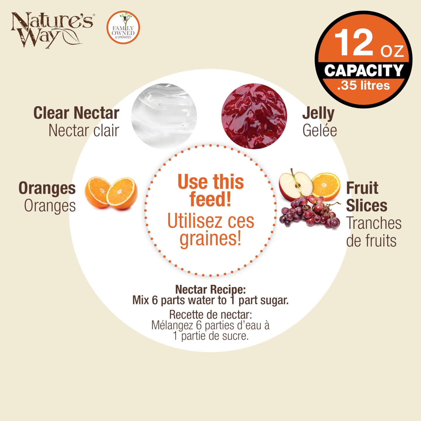 Nature's Way OFP1 All-in-One Oriole Buffet Bird Feeder, Orange