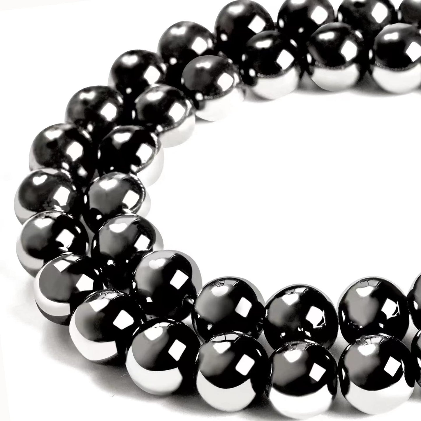 45pcs 8mm Natural Black Hematite Beads Gemstone Beads Round Loose Beads for Jewelry Making