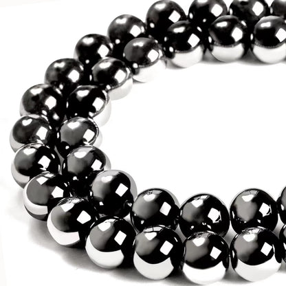 45pcs 8mm Natural Black Hematite Beads Gemstone Beads Round Loose Beads for Jewelry Making