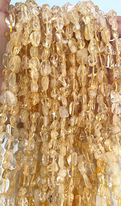 jodaying 6-8mm Natural Citrine Nuggets Oval Free Tumbled Pebble Semi Precious Gemstone Loose Stone Beads Approx 15.5 inch for DIY Jewelry Making