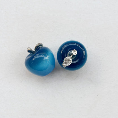 Sunshcat Blue Cat's Eye Stone 1.18 Inchs Apple Crystal and Healing Stone Statues,Room Decoration Christmas Decorations Thanksgiving Gifts Office Gifts Collectibles
