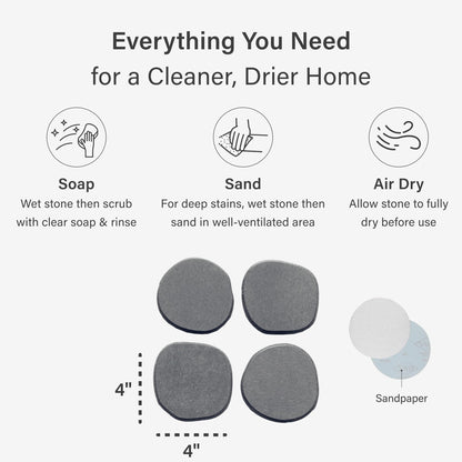 Dorai Home Stone Coasters Set - Diatomaceous Earth Water-Absorbing Drink Coaster for Coffee Table, Kitchen or Bar, Modern Stone Appearance | Slate - Set of 4