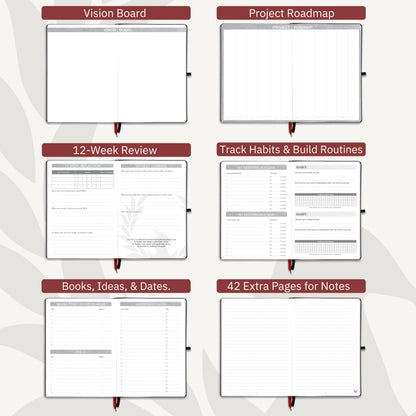 The Phoenix Journal - Quarterly Goal Planner, Daily Planner Journal & Organizer for Goal Setting, Productivity & Focus - Undated 12 Week Planner, Weekly & Monthly Planning, Habit Tracking - Hardcover - Black