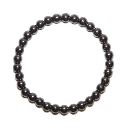 BANANE LAB Hematite Bracelet for Men Women - 6mm Natural Healing Crystal Energy Stone Beads - Health & Balance Protection Jewelry - Fits 6.5" Wrist with DIY Kit (Extra Beads & String)