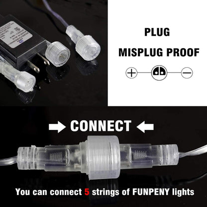 FUNPENY Meteor Shower Rain Lights, 288 LED Christmas Lights Icicle Snow Falling Halloween Light Outdoor Raindrop Light, 30cm 8 Tubes Xmas Tree Holiday Christmas Halloween Decoration, Blue