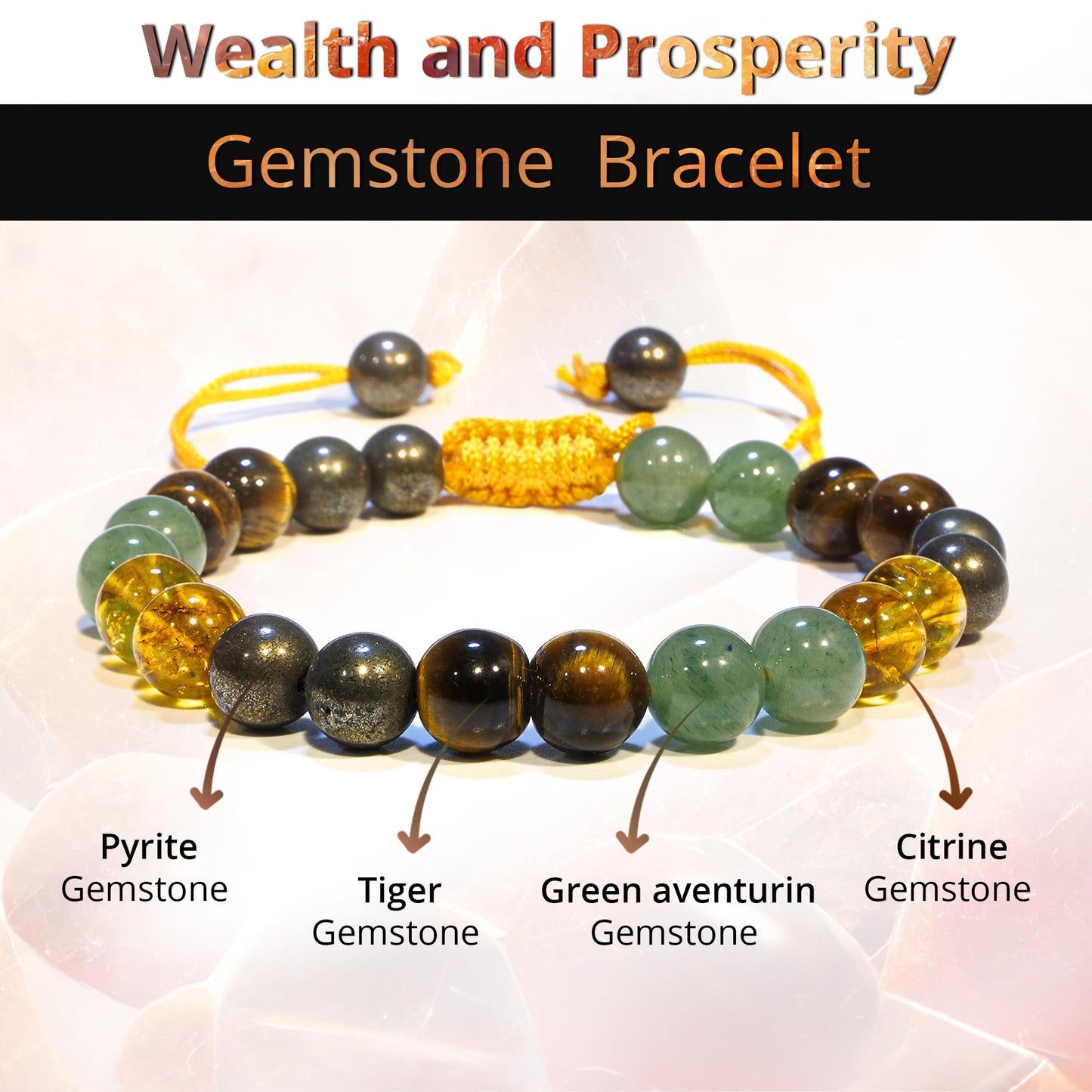 ANAYA AGATE Healing Crystal Bracelet – Chic Gemstone Bracelet for Men and Women – 8mm Round Bead Bracelets for Spiritual Healing, Protection, Positive Energy - Wealth Prosperity