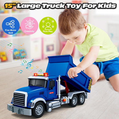 SpringFlower Large Dump Truck Toy for 3 4 5 6 7 Years Old Boy, Truck Toy with Sound and Light, Kids Toddlers Birthday Gifts for Boys & Girls,for Indoor & Outdoor