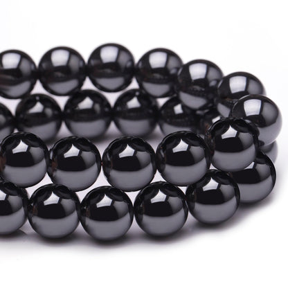 Chicager Natural Stone Beads for Jewelry Making,8mm Hematite Polished Smooth Round Gemstone Beads for Bracelet Necklace 15 Inch