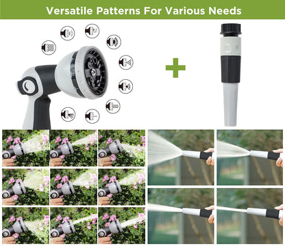 Tuyeho Retractable Garden Hose Reel 130 FT, Wall Mount Heavy Duty Water Hose Reels with Automatic Slow Rewind System, Outdoor Hoses Reel with 2 Hose Nozzles for Garden Watering, Car Wash, Pet Shower