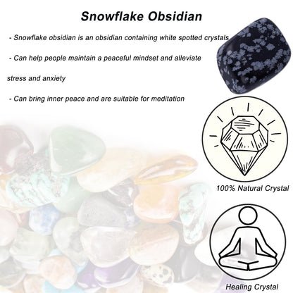 Erliway Snowflake Obsidian Healing Crystal Stones, 1.25-2.0" Large Reiki Healing Gemstones Natural Tumbled Polished Stones for Energy Witchcraft Therapy Meditation