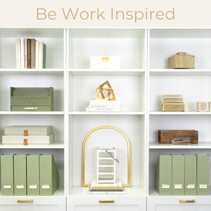 BLU MONACO | Set of 6 Foldable Magazine File Holders in Earth Green | Heavy-Duty Vertical File Organizers with Label Holders | Desk Organizer Set for Paperwork, Documents & Office Storage