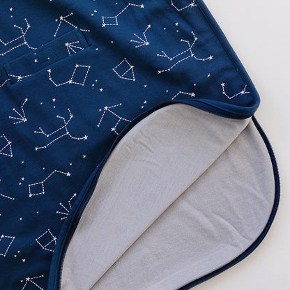 Woolino Ultimate Baby Sleep Sack – 4 Season Merino Wool Sleeping Bag, Organic Cotton Outer, Temp Regulating Blanket, Adjustable Sleep Sack Universal Size 2–24 Months - Night Sky