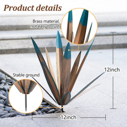 Tequila Rustic Sculpture, 2Pack DIY Rustic Hand Painted Metal Agave, Metal Agave Plant Home Decor, Garden Yard Sculpture Lawn Home Art Decoration Statue, Garden Ornaments Outdoor Decor (Small)