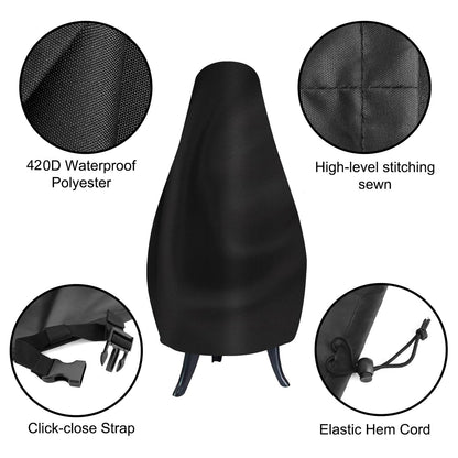 Chiminea Cover Heavy Duty 420D Oxford Water-Resistant Waterproof Outdoor Fireplace Fire Pit Cover (22D x 44H)
